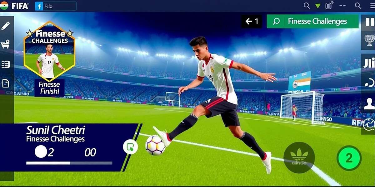 Finesse Challenges Mode in FIFA Mobile Finesse Finish FIFA Mobile Finesse Finish screenshot showing the Finesse Challenges mode with Indian player Sunil Chhetri